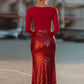 Radiant Red Two-Tone Sequin Midi Dress