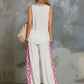 Chiffon V-neck Sleeveless Leopard Print Top And Pants Set