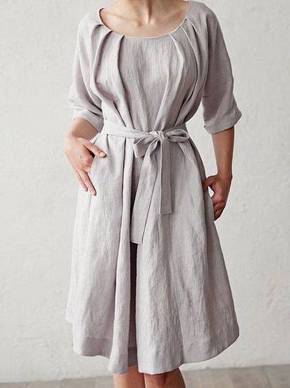 Women's Solid Casual Crew Neck Dress