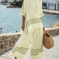 Women'S Loose Slit Irregular Striped Pants Set