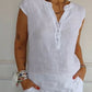 Women'S Casual Half-Button Sleeveless Cotton And Linen Top