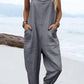 Women'S Casual Solid Color Cotton And Linen Overalls
