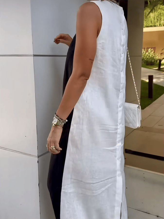Women'S Button-Down Contrast Dress