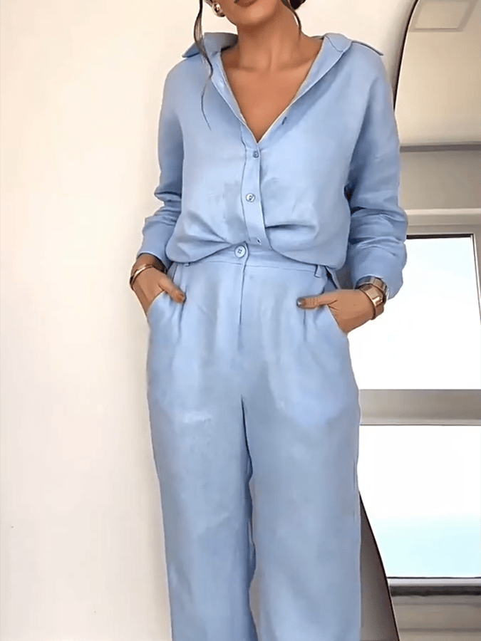 Women'S Casual Shirt Top Pants Set