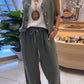 Women's Casual Solid Color Vest Trousers Cotton and Linen Two-piece Set