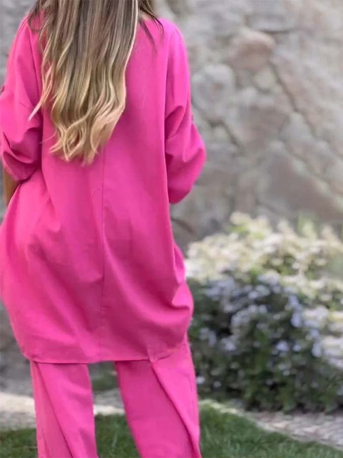 Women'S Loose Solid Color Irregular Wide-Leg Pants Suit