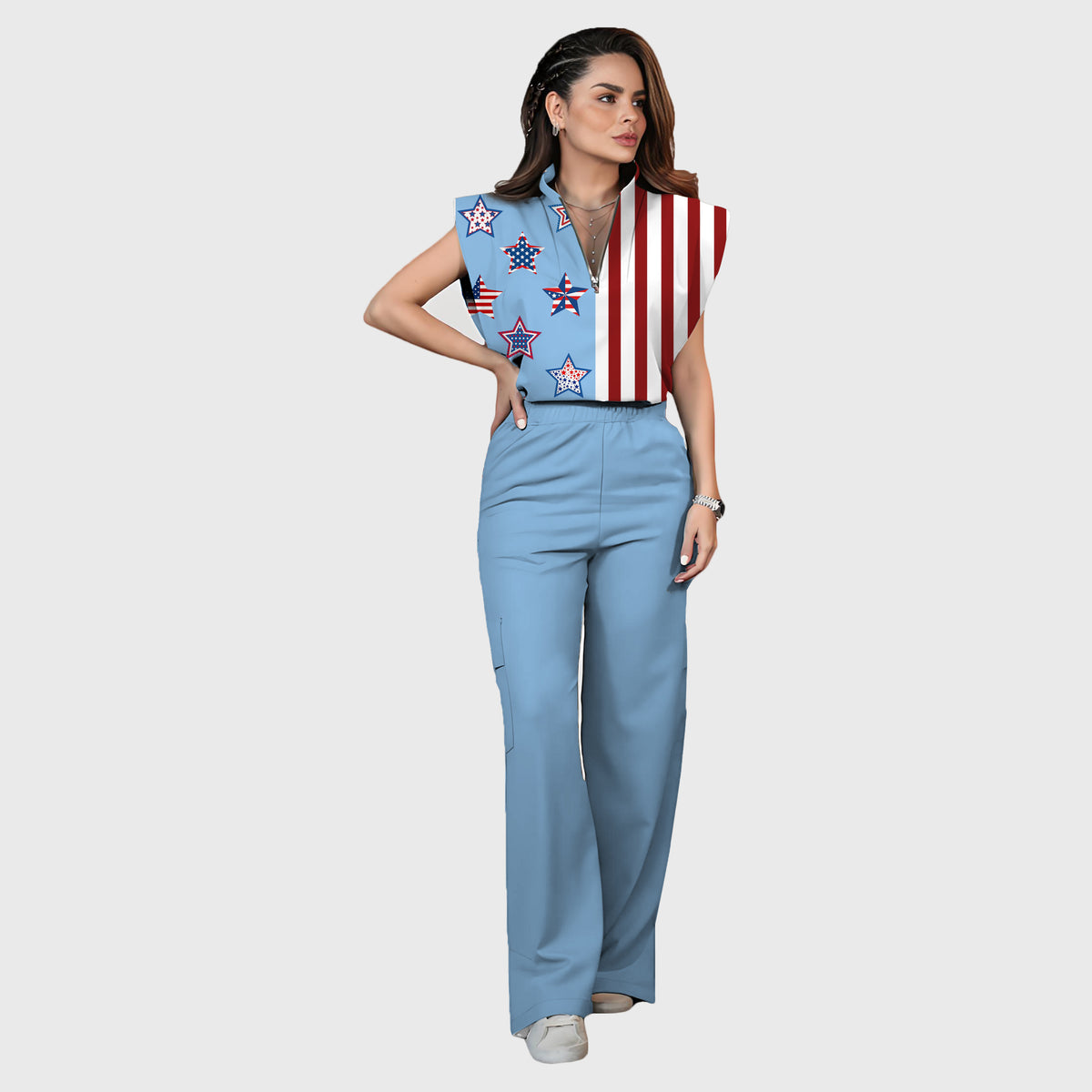 Women's  Printed Scrub Set ST6246