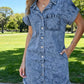 Limited time sale🔥Women's Button Down Frayed Hem Denim Shirt Dresses