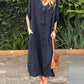 Women's Casual Loose Button Decoration Slant Pocket Cotton and Linen Dress
