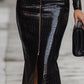 Glossy Croc-Effect Zip-Front Midi Dress