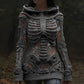 Vintage Halloween Anatomy And Rose Art Knit Hooded Sweater
