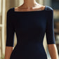 Elegant Square-Neck Midi Sheath Dress