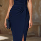 Ruched Front Sleeveless Midi Dress
