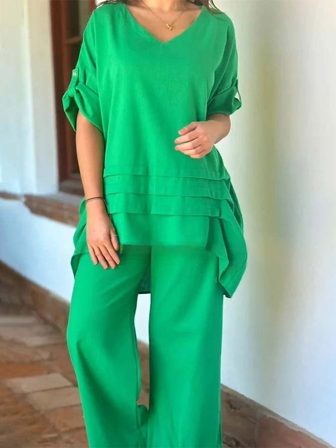 Women'S Loose Solid Color Irregular Wide-Leg Pants Suit