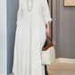 Women's Casual Solid Color V-Neck Long Sleeve Cotton and Linen Dress
