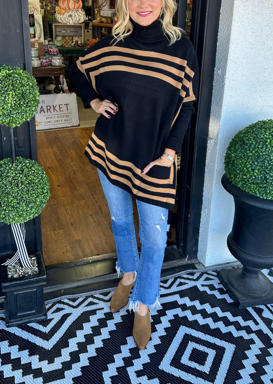 Women's High Collar Striped Sweater(Buy 2 Free Shipping)