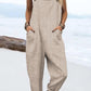 Women's Casual Striped Printed Cotton and Linen Overalls