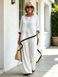 2Pcs set female solid color summer bat sleeve robe two-piece set elegant casual style