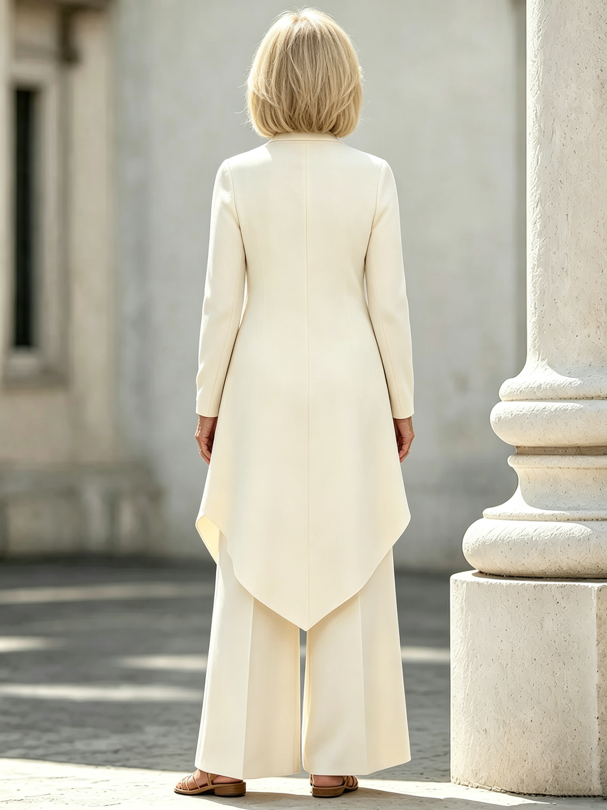 2Pcs Commuter Skinny Irregular Design, High Neck Long Sleeve Laminated Wide Leg Pants Two-piece Set