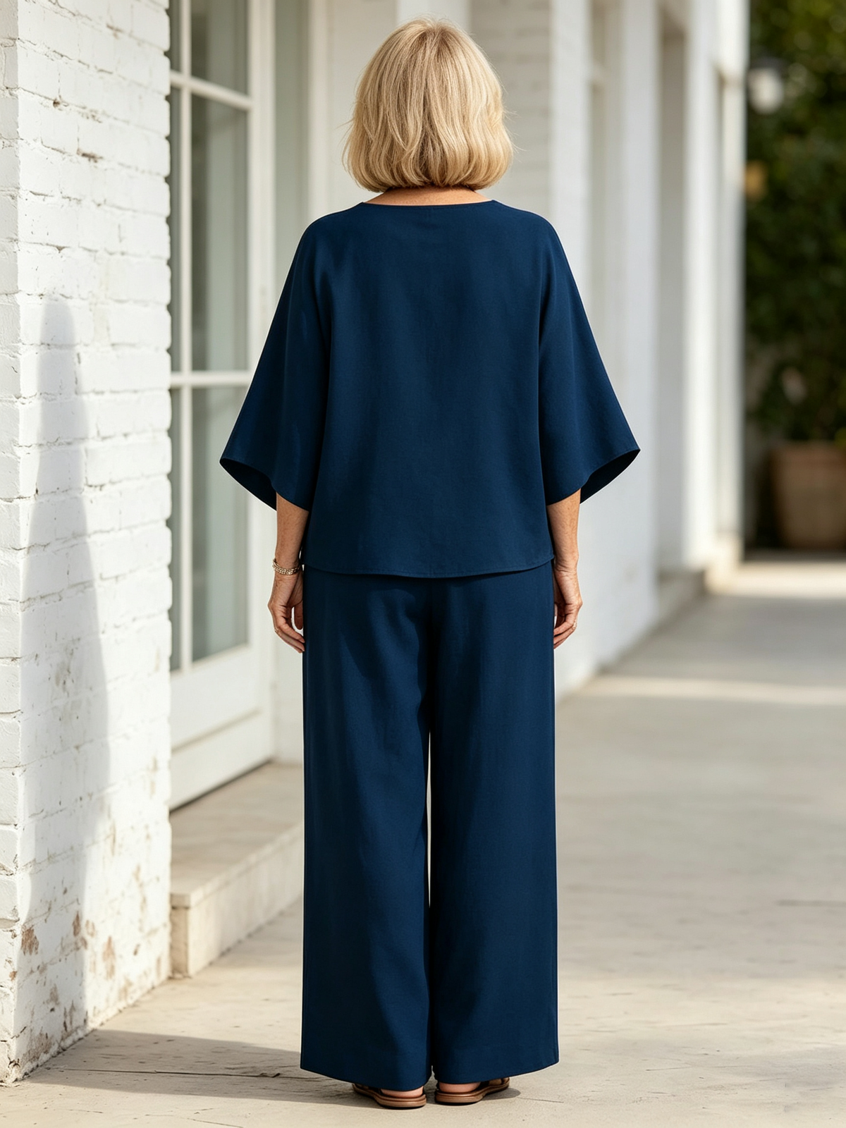 2Pcs Women's Suit Casual Women's Clothing Cotton and Linen Wide-leg Pants Suit