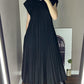Women Pleated Simple Solid Color Dress