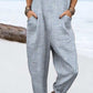 Women's Casual Striped Printed Cotton and Linen Overalls