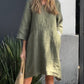 Women'S Casual Solid Color Round Neck Cotton And Linen Dress