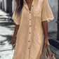Women'S Casual Short-Sleeved Regular Long Shirt Dress