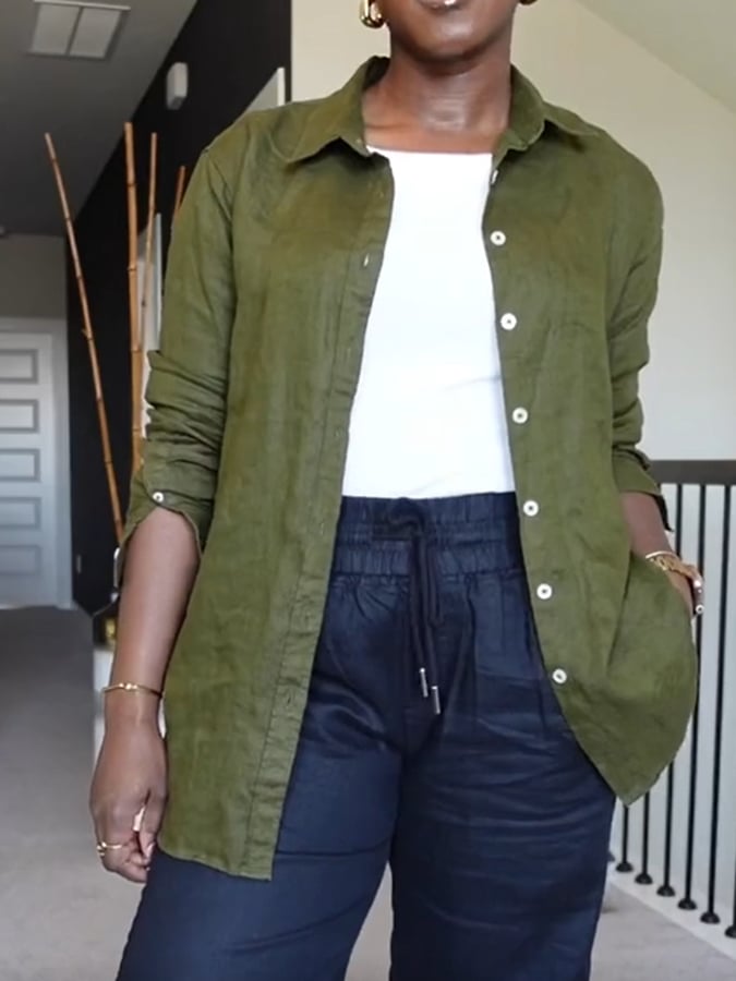 Women'S Casual Cotton And Linen Trousers Suit