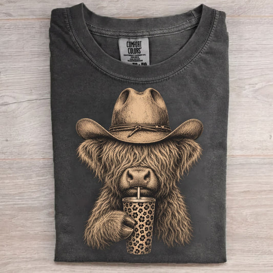 Cute Western Cowboy Highland Cow T-shirt