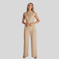 Women's Sleeveless Waist Strap Wide-Leg Slim Fit Jumpsuit