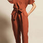 Women's Commuter Belt Cotton and Linen Jumpsuit