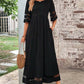 Women'S Casual Five-Quarter Sleeve Mesh Round Neck Patchwork Pocket Dress