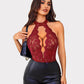 Halter Lace Bodysuit V Neck Teddy