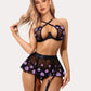 3 Piece Lace Floral Push Up Lingerie Set