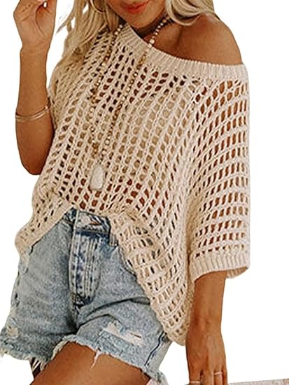 Short Sleeve Casual Crochet Knit Tops（Buy 2 Free Shipping）