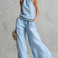 Halterneck Sleeveless Wide-Leg Pants Suit For Women