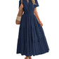 Limited time sale🔥Women's Lightweight Short Sleeve V Neck Elastic Waist Dresses