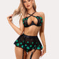 3 Piece Lace Floral Push Up Lingerie Set