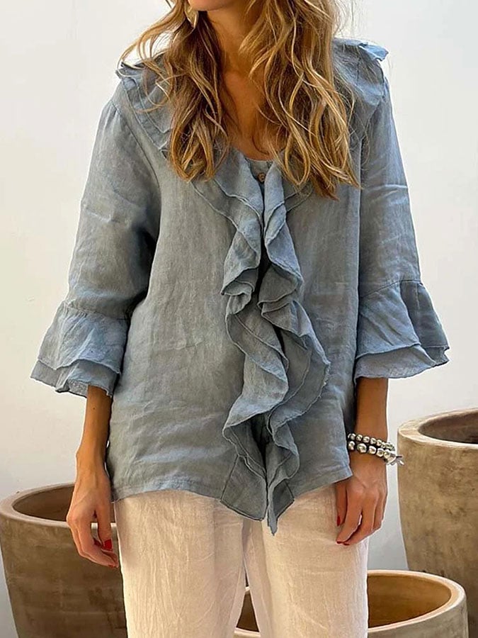 Women's ruffled casual shirt
