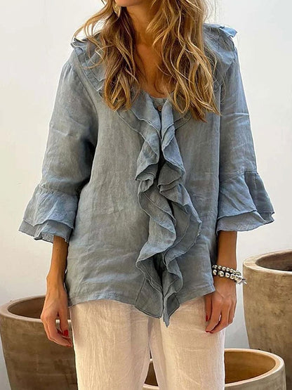 Women's ruffled casual shirt