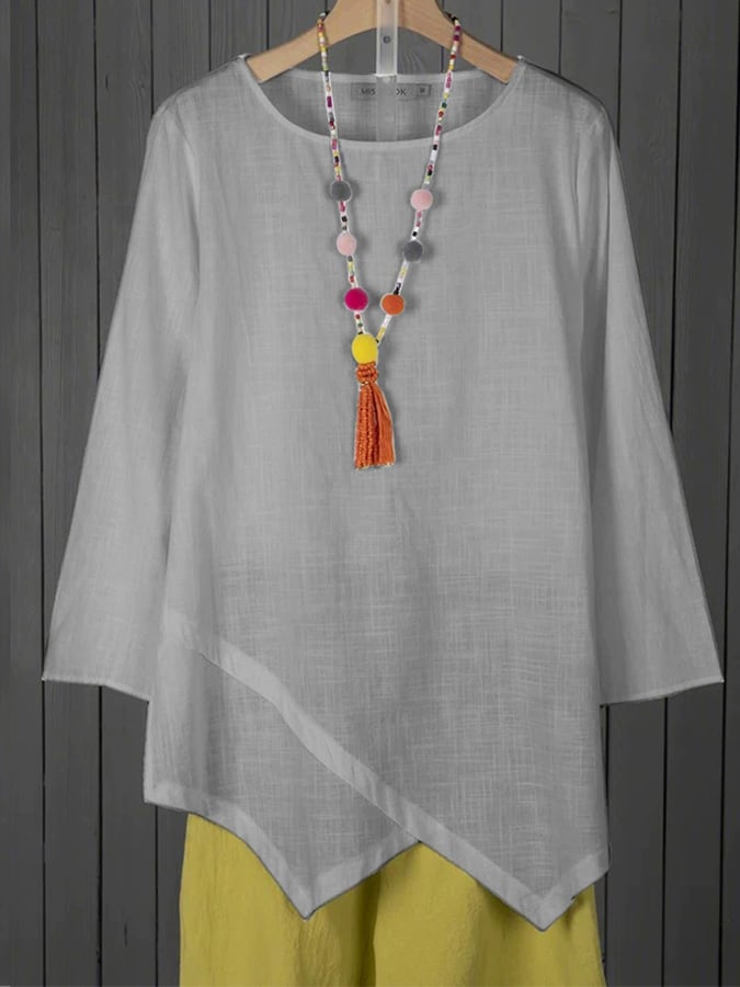 Women's Casual Loose And Versatile Solid Color Long Sleeved Top