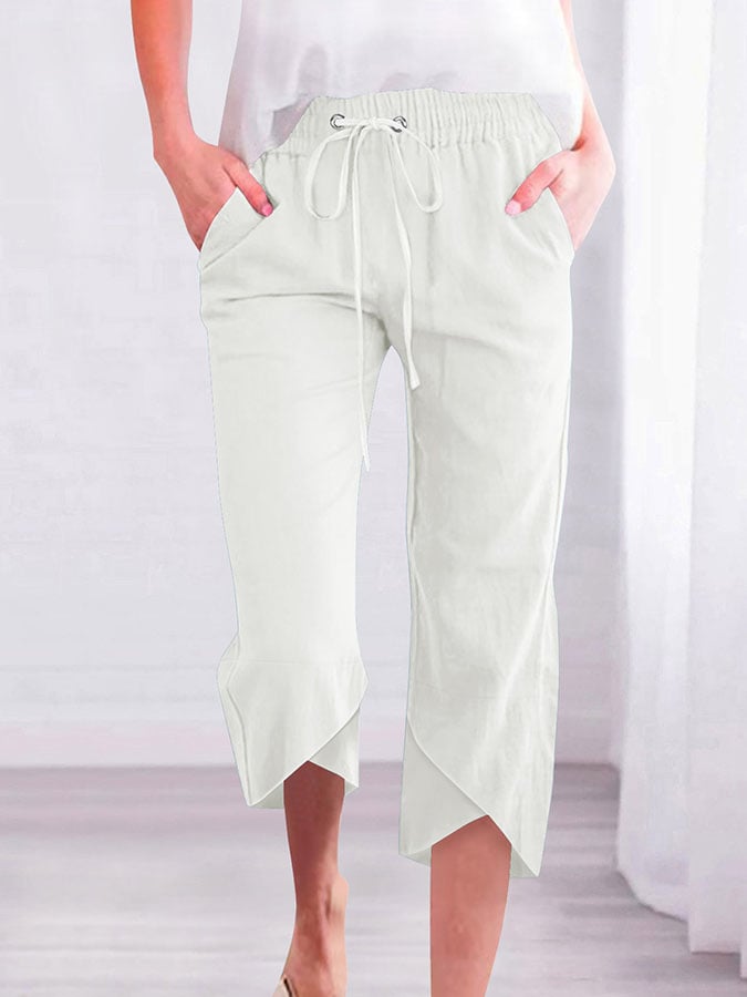 Women's Fashion Casual Drawstring Cropped Pants