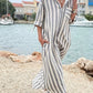 Women's Casual Lapel Long Sleeve Striped Print Dress