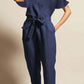 Women's Commuter Belt Cotton and Linen Jumpsuit