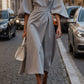 Elegant Solid Color Waist Dress