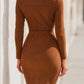 Caramel Brown Suede Zip-Up Dress