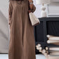 Women's Casual Solid Color V-Neck Long Sleeve Cotton and Linen Dress