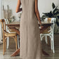 Women'S Casual Solid Color V-Neck Sleeveless Cotton and Linen Dress