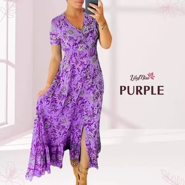 Floral print v-neck dress